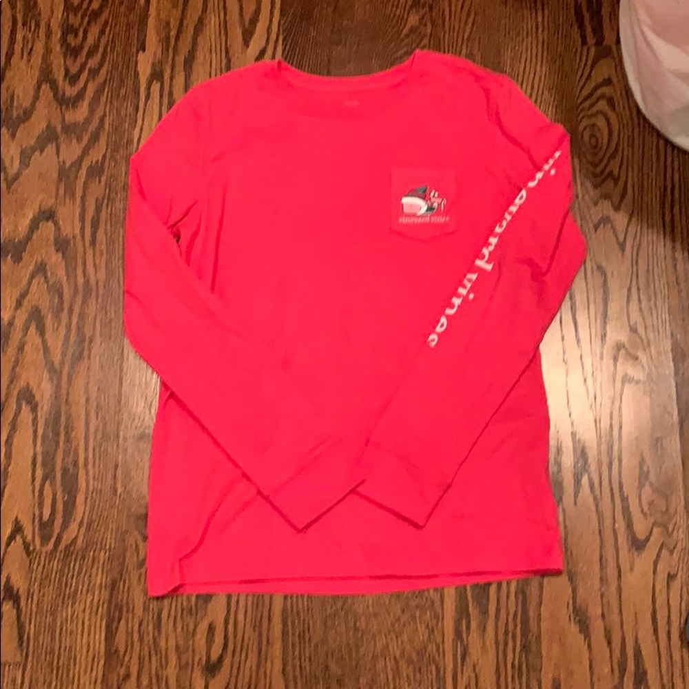 vineyard vines christmas pink long sleeve top
